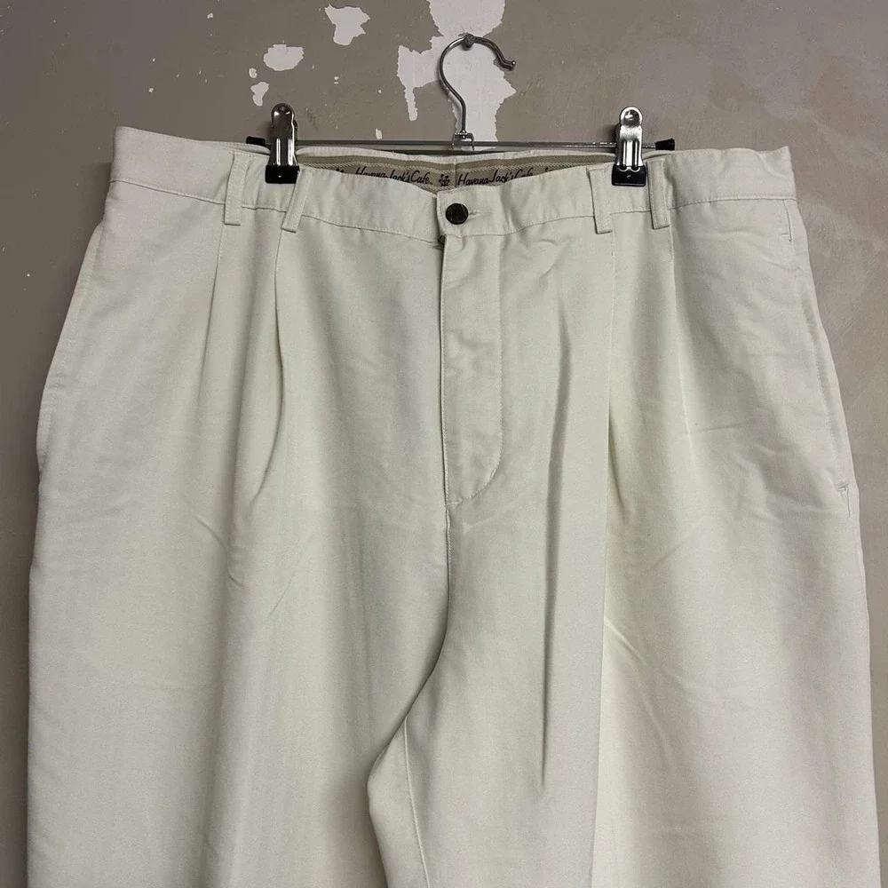 Havana Jacks Cafe Cream Pleated Rayon Baggy Trouser Pants
